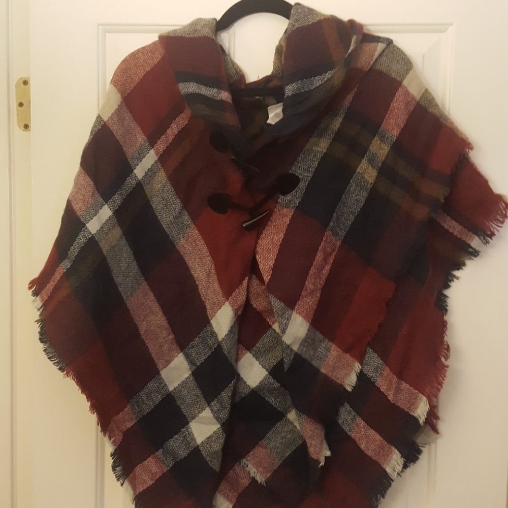 Plaid poncho